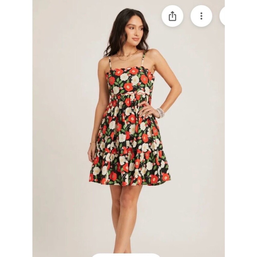 NWT Davi & Dani Floral Scalloped Cutout Back Mini Dress Size 1X Girly summer